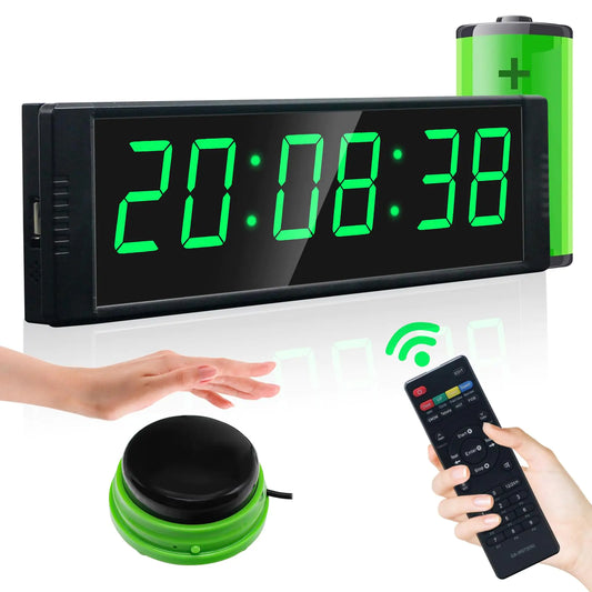 YZ Gym Timer Clock for Home Gym Fitness Timer with Start/Stop Button Interval Timer for Workout Stopwatch/Countdown Timer with Remote 12/24H Digital Wall Clock Portable Home Gym Accessories