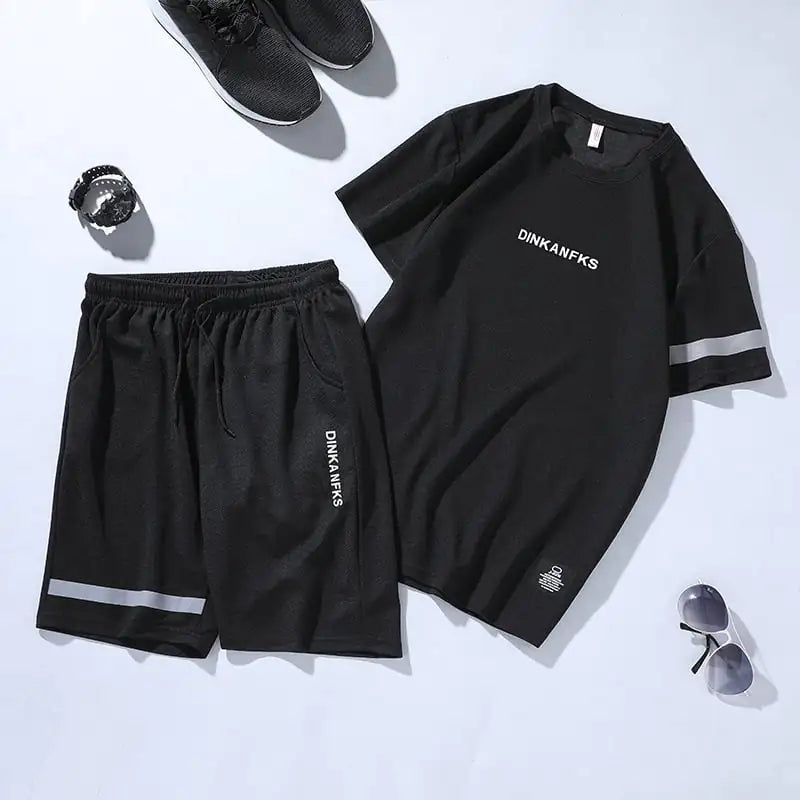 Men's Running Gym Short-Sleeve Sportswear Set