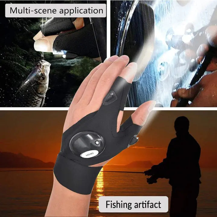 LED Flashlight Gloves for Camping and Night Running
