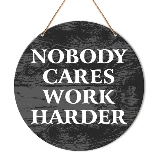 Muktoujaumai Gym Motivation Signs Wall Decor Home Gym Inspirational Wall Decor Gym Hanging Signs Rustic Decorations for Office Fitness Workout Room Nobody Cares Work Harder