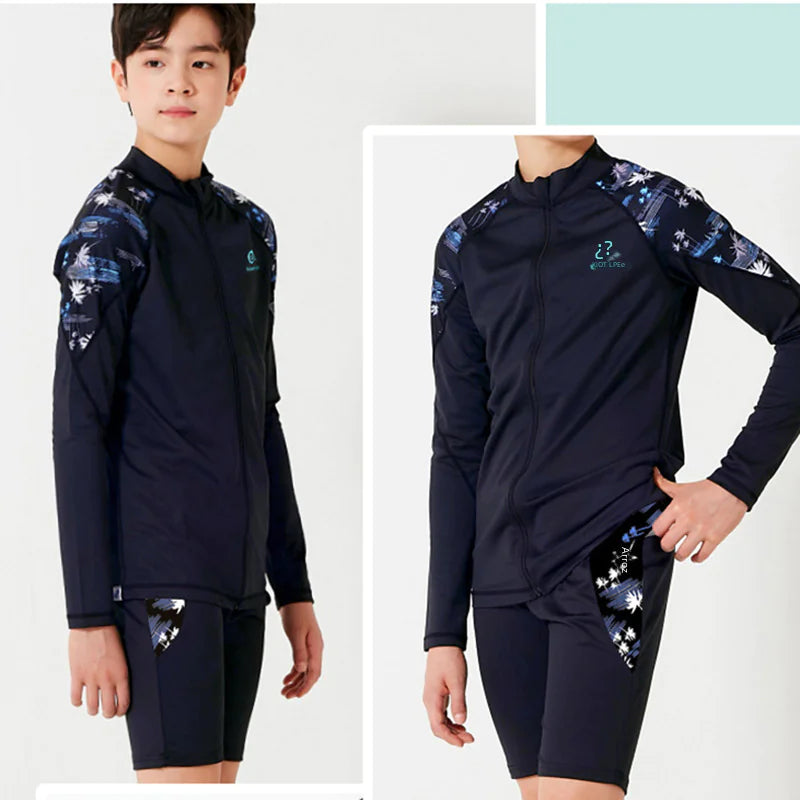 2024 New Boys' Swimwear with Zip and Quick-Dry Features
