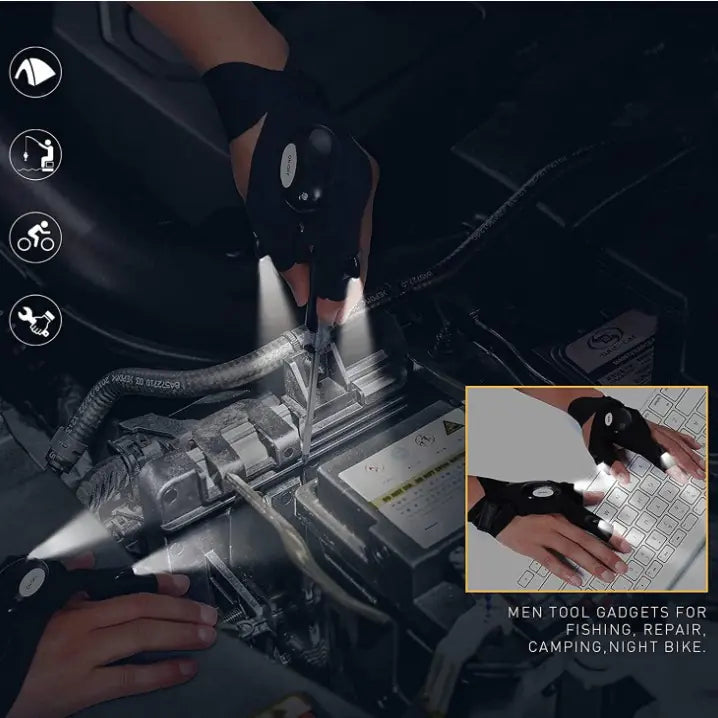 LED Flashlight Gloves for Camping and Night Running